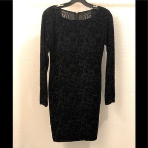 Black velvet paisley long sleeve dress